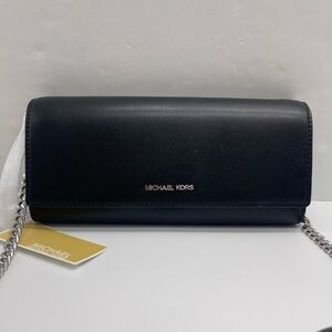 MICHAEL KORS Jet Set Md Leather Flap Clutch Crossbody Shoulder Bag Wallet Wris